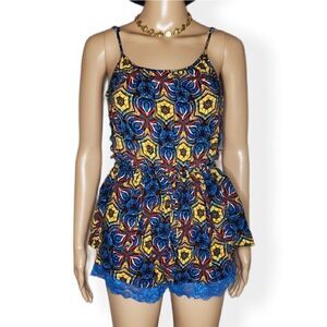 Love by Chesley blue yellow and brown‎ mini romper